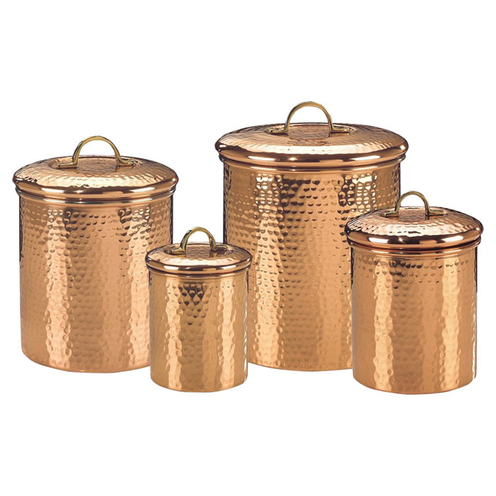 Old Dutch Hammered 4 Piece Kitchen Canister Set Reviews Wayfair Hammered 4 Piece Kitchen Canister Set