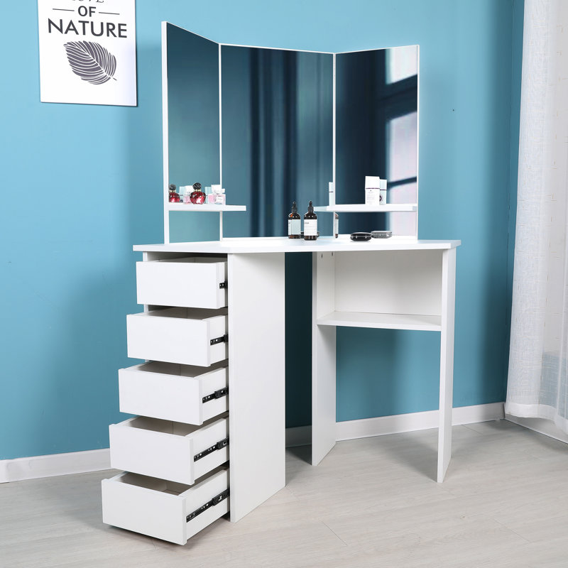 Cormier Corner Makeup Vanity With Mirror