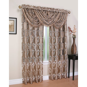 Weinstock 5 Piece Damask Sheer Rod Pocket Curtain Panels Set