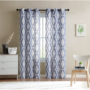 Venne Geometric Sheer Grommet Curtain Panels (Set of 2)