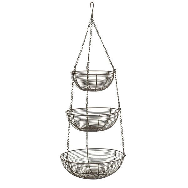 RSVP 3-Tier Hanging Fancy Chrome Wire Fruit Basket