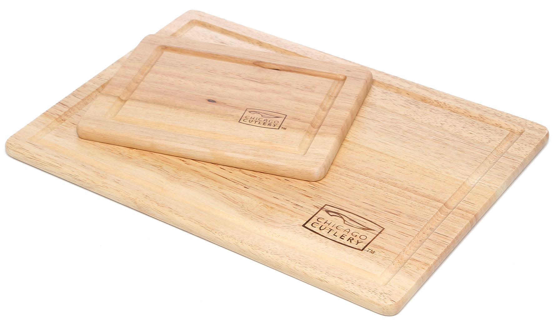 Chicago Cutlery Woodworks 2 Piece Rubberwood Cutting Board Set