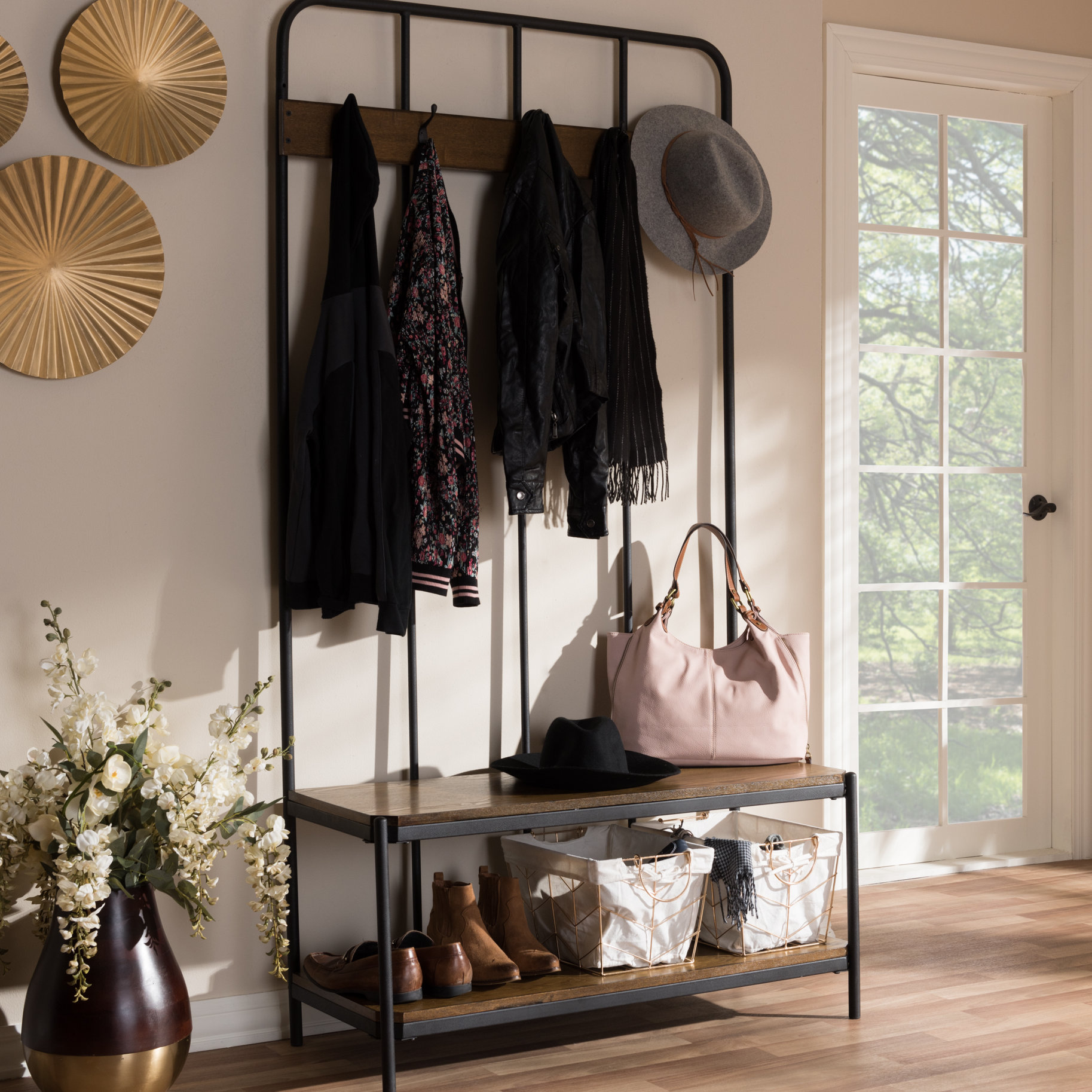 Gracie Oaks Peters Rustic Entryway Hall Tree Reviews Wayfair