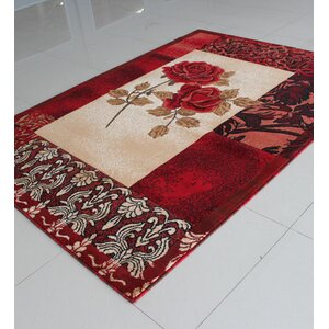 Ivory/Red Area Rug