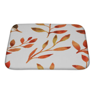 Leaves Autumn Watercolor Leaf Pattern Bath Rug