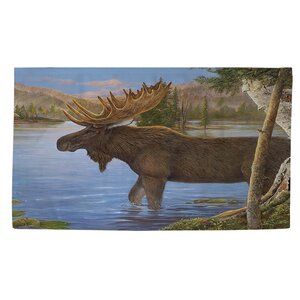 Majestic Moose Teal Area Rug