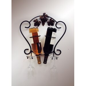 2 Bottle Wall Mounted Wine Rack