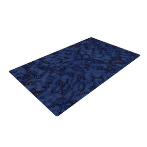 Will Wild Marble Abstract Blue/Gold Area Rug
