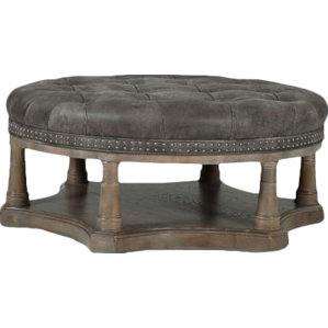 Belgian Oak Cocktail Leather Glider Ottoman by Bernhardt