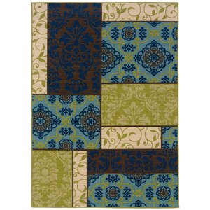 Newfield Brown/Blue Indoor/Outdoor Area Rug