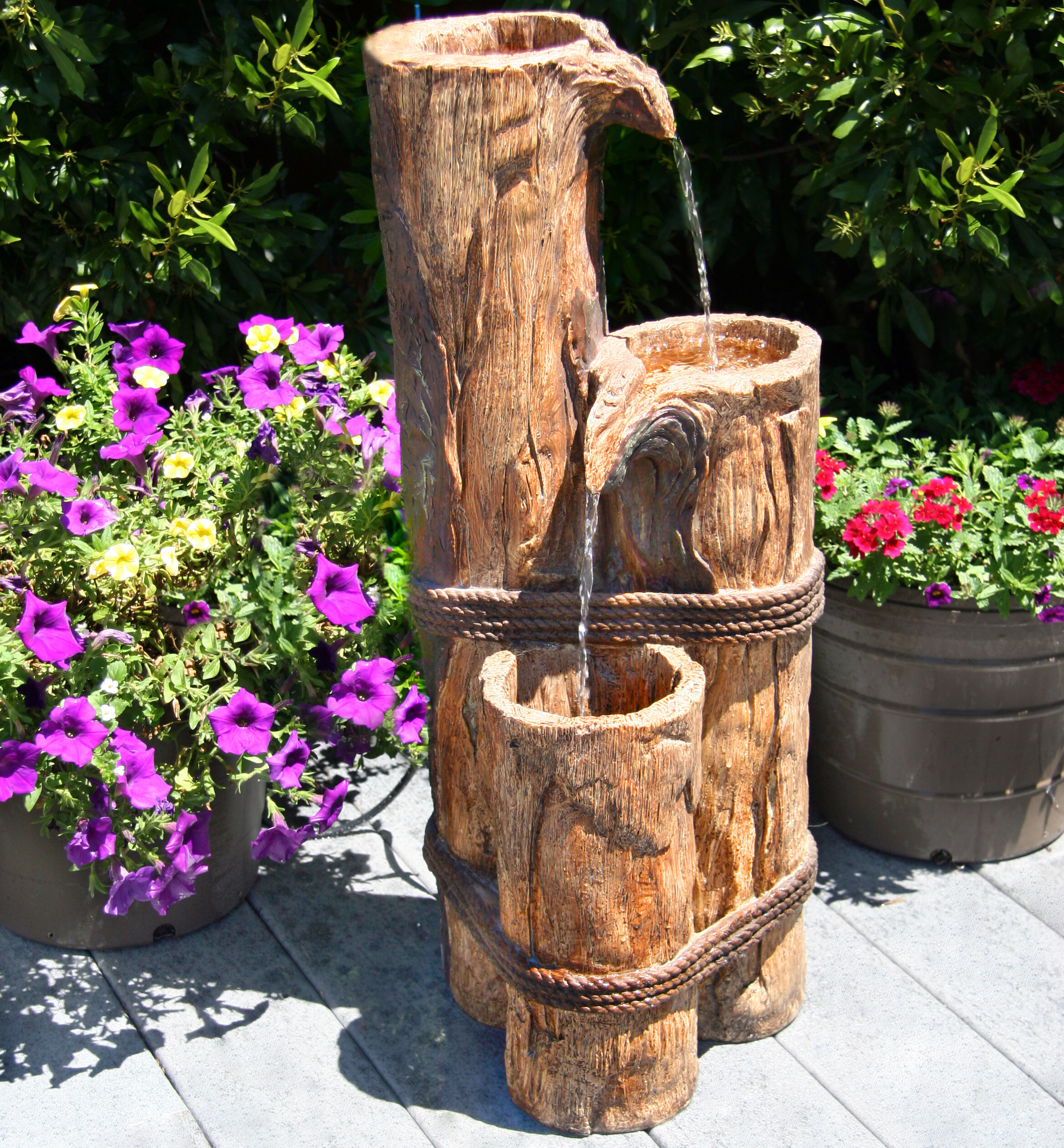 cascading logs fountain