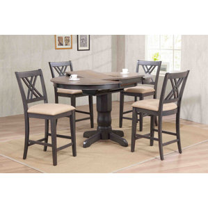 Double X- Back Upholstered Counter Height 5 Piece Pub Table Set by Iconic Furniture