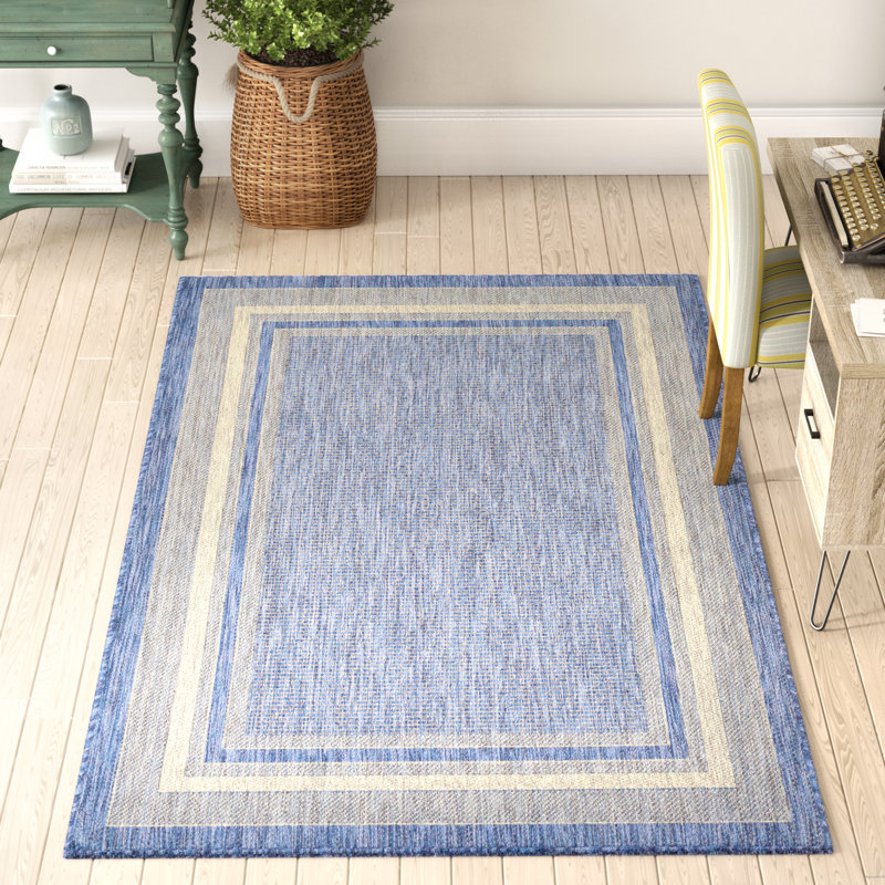 Delmont Blue Indoor Outdoor Area Rug