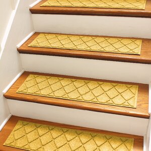Aqua Shield Yellow Argyle Stair Tread (Set of 4)