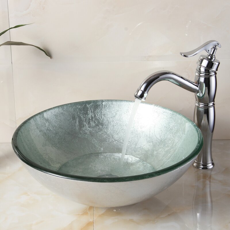 Elite Hand Painted Glass Circular Vessel Bathroom Sink & Reviews | Wayfair