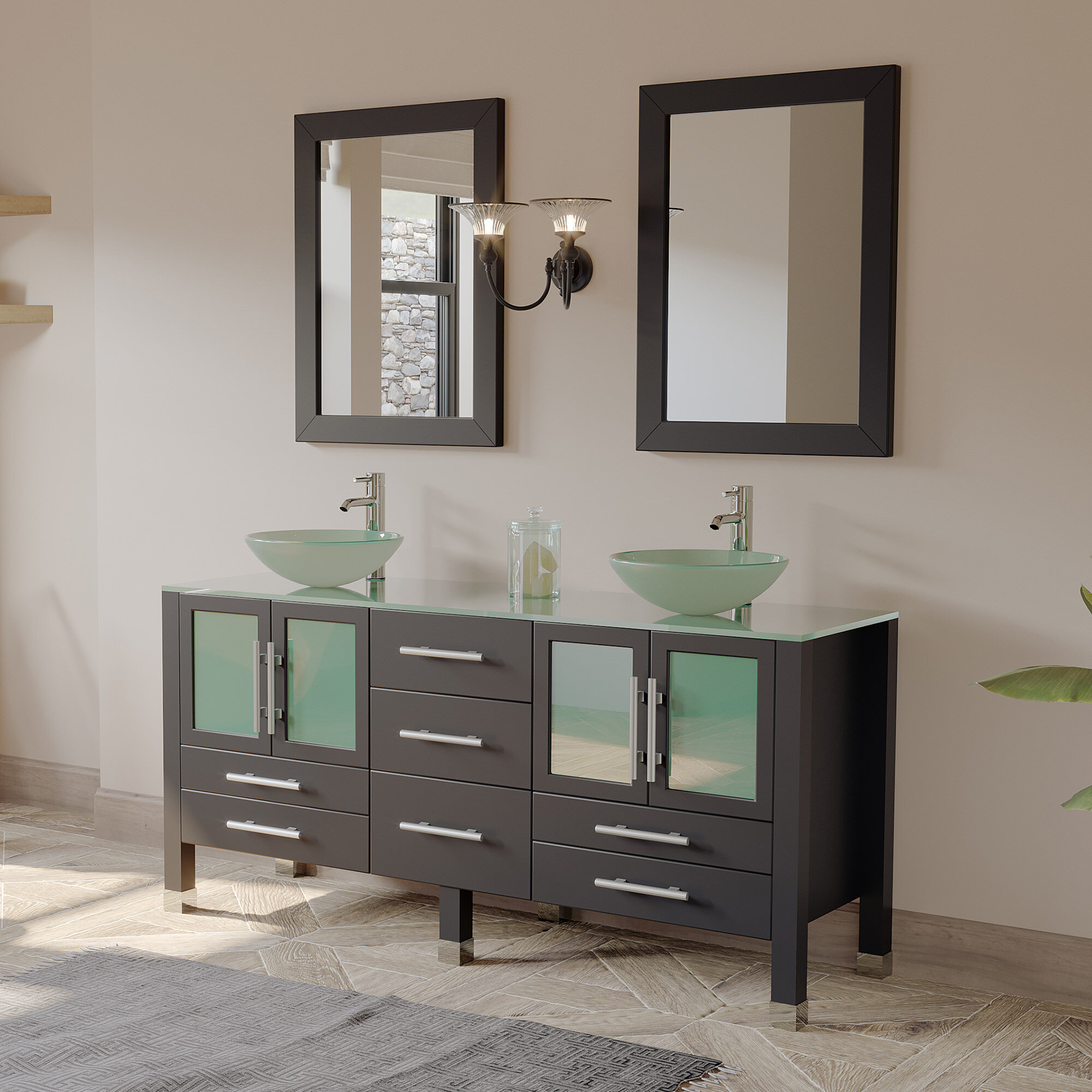 cambridge plumbing emerald 64" double bathroom vanity set with