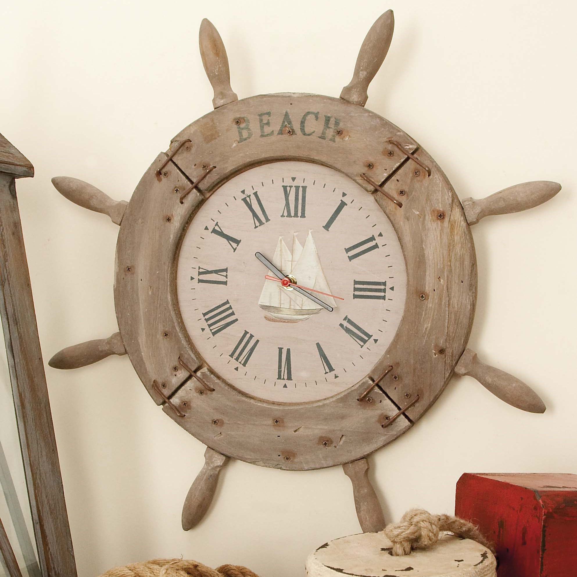Breakwater Bay 20" Ship Wheel Wall Clock & Reviews Wayfair
