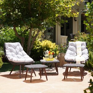 Patchett 5 Piece Rattan Conversation Set