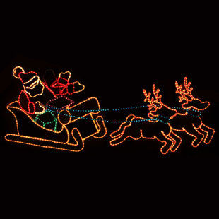 Outdoor Reindeer And Sleigh Wayfair Animated Waving Santa In Sleigh Rope Light