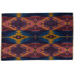 One-of-a-Kind Ikat Hand-Knotted Multicolor Area Rug