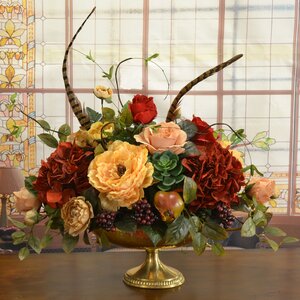 Silk Floral Hydrangeas Centerpiece in Vase