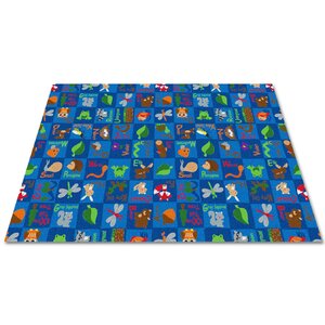 Animals In The Forest Blue Area Rug