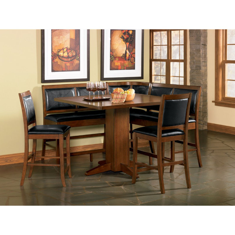Red Barrel Studio Babbey Counter Height Dining Corner Leather Bench Babbey Counter Height Dining Corner Leather Bench