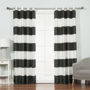 Camden Striped Blackout Thermal Tap Top Curtain Panel (Set of 2)