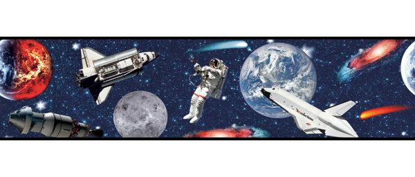 Zoomie Kids Kourtney 15 L By 9 W Blast Off Wallpaper Border Wayfair
