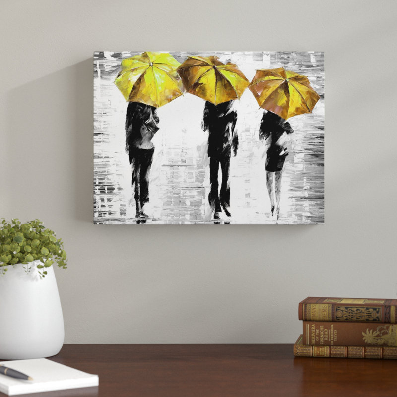 Hokku Designs 3 Umbrellas by Leonid Afremov Painting Print