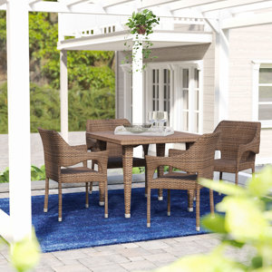 Gia Outdoor Wicker 5 Piece Dining Set