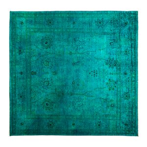 One-of-a-Kind Vibrance Hand-Knotted Green Area Rug