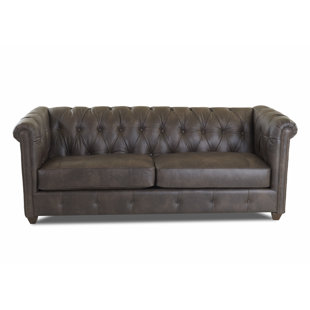 Leather Sofa With Wood Trim Wayfair Quickview