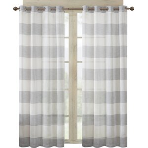 Brimfield Striped Sheer Grommet Single Curtain Panel