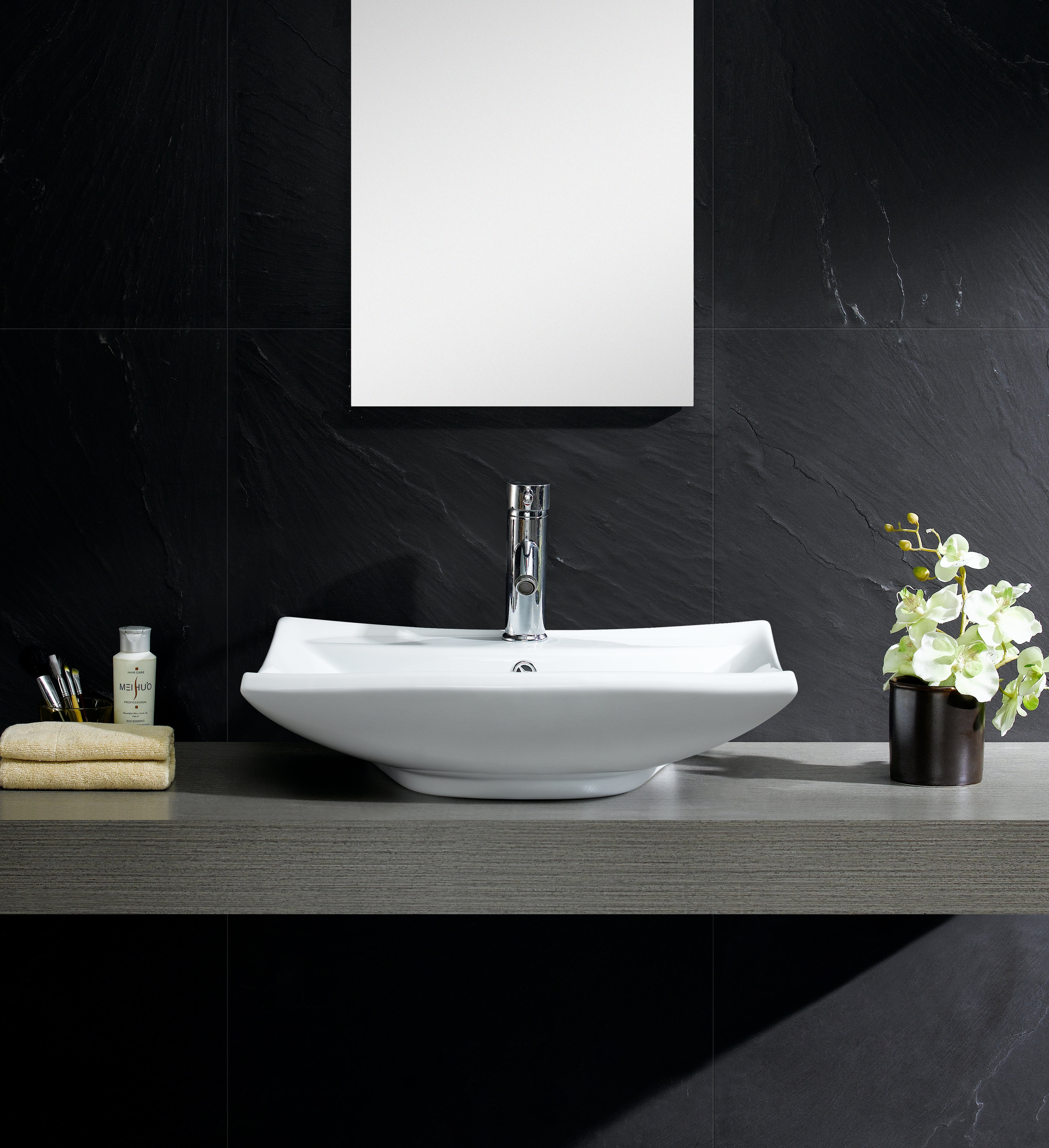Fine Fixtures Modern Ceramic Rectangular Vessel Bathroom Sink with ... Fine Fixtures Modern Ceramic Rectangular Vessel Bathroom Sink with ...