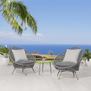 Malizia 3 Piece Deep Sunbrella Seating Group with Cushions