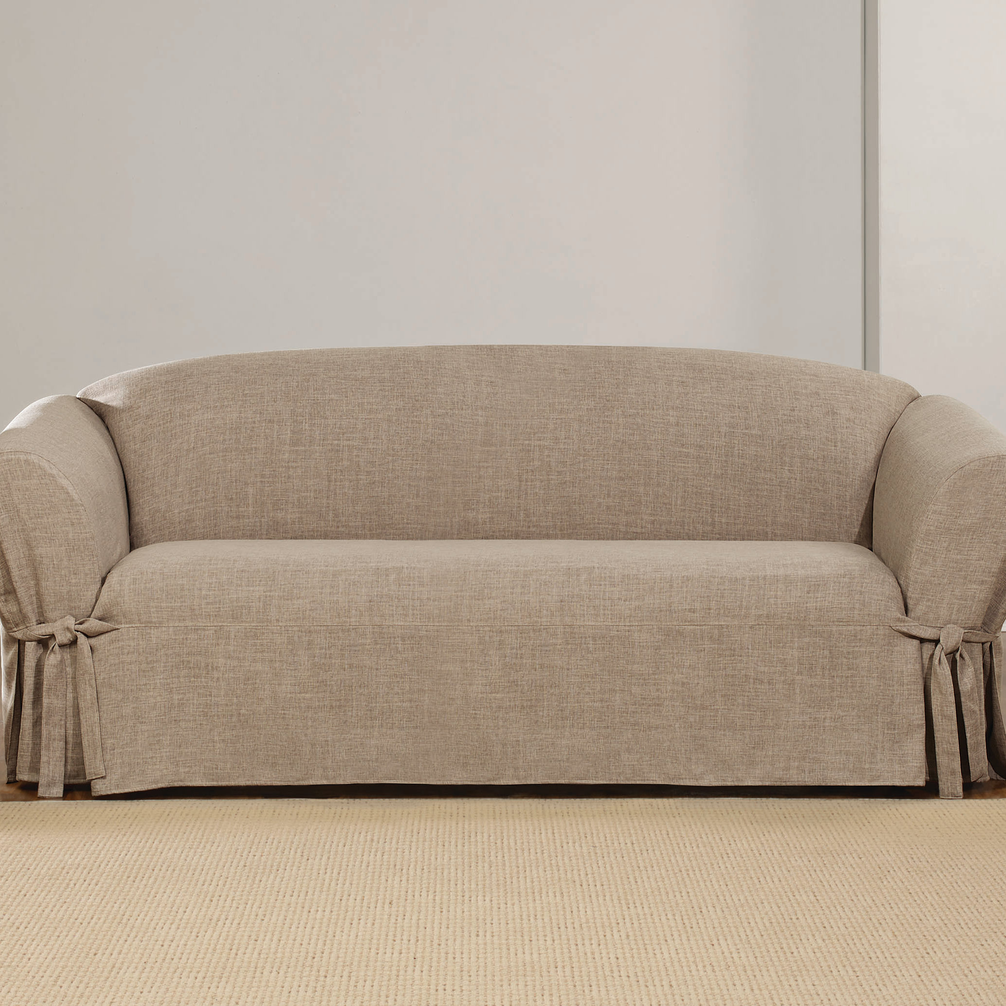 Textured Linen Box Cushion Sofa Slipcover
