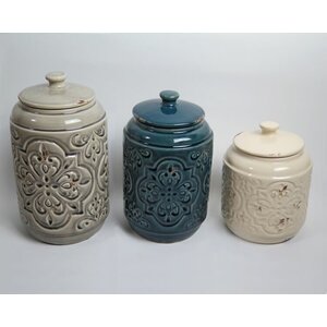 Rustic Quilted 3 Piece Kitchen Canister Set