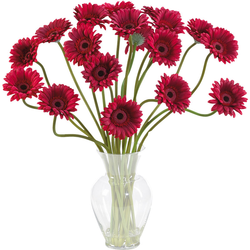 Nearly Natural Liquid Illusion Silk Gerber Daisy with Vase Wayfair