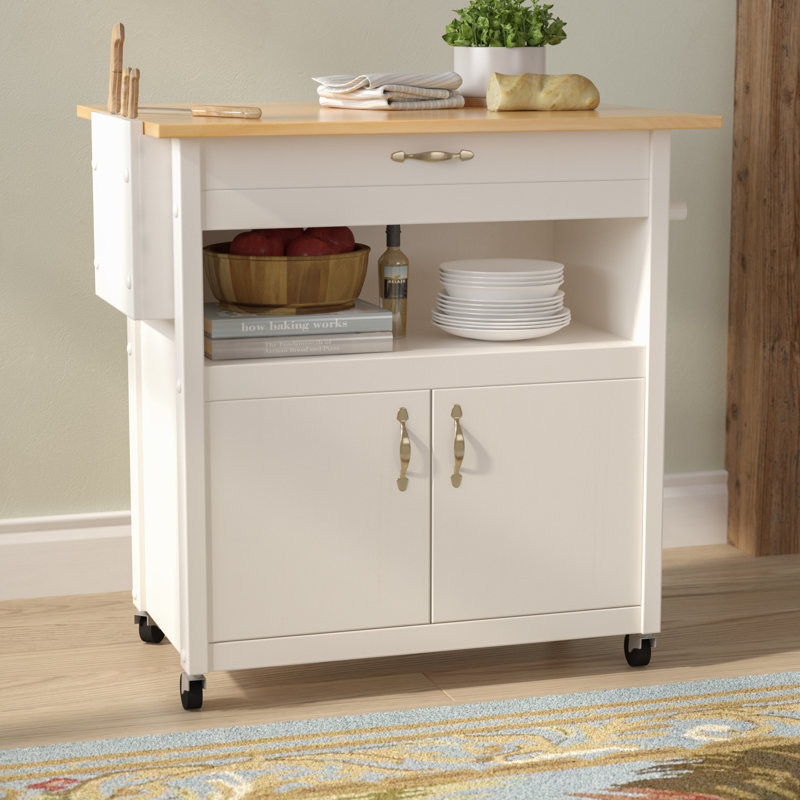 August Grove Allie Kitchen Cart With Wood Reviews Wayfair Allie Kitchen Cart With Wood