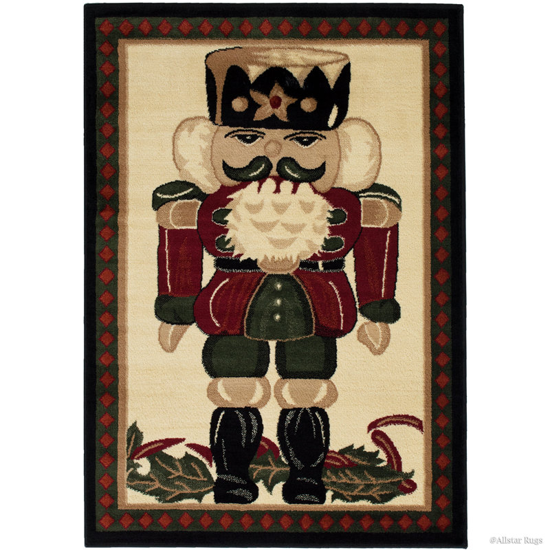 The Holiday Aisle Christmas Nuter High Quality Wover Holiday Christmas Nuter High Quality Wover Red Area Rug