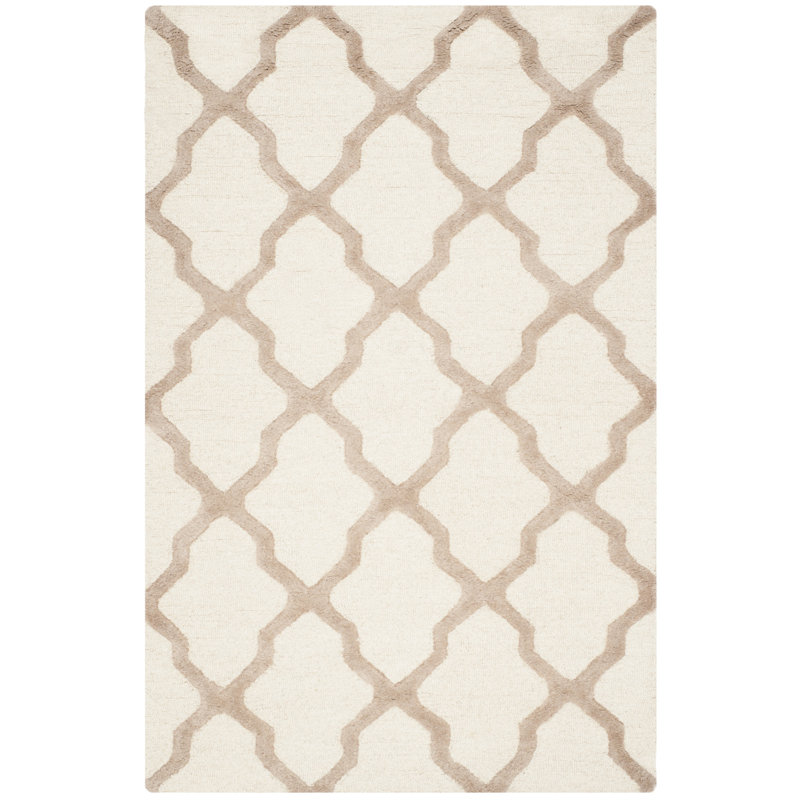 Küstenhaus Handgefertigter Teppich Beacon Falls aus Wolle in Elfenbein