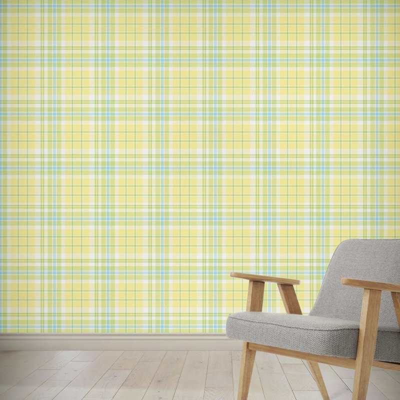 August Grove Hitchens Plaid 4 L X 24 W And Stick Wallpaper Hitchens Plaid 4 L X 24 W And Stick Wallpaper Panel
