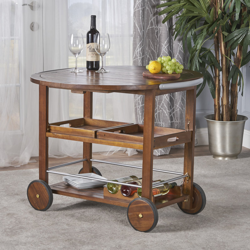 Bayou Breeze Porsha Wood Bar Cart & Reviews Wayfair