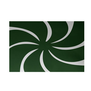 Decorative Holiday Geometric Print Dark Green Indoor/Outdoor Area Rug