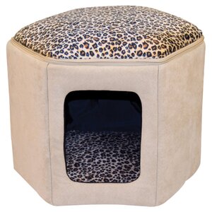 Kitty Sleep House in Tan & Leopard