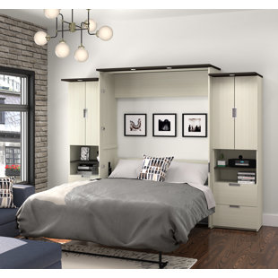 Murphy Bed Desk Combo Wayfair Juniper Murphy Bed With Desk And 2 Storage Units