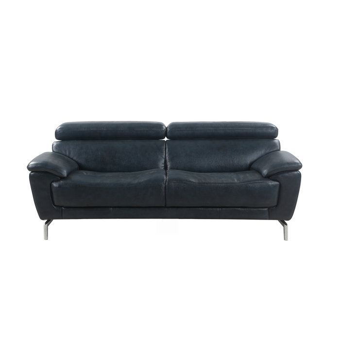 Demar Mid Century Modern Top Grain Leather Sofa