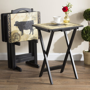 Tv Trays You Ll Love Wayfair Berta Farmhouse 4 Piece Tv Tray Set