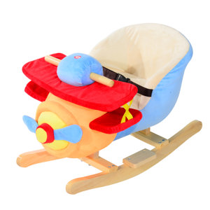 Kids Plush Rocking Horse Airplane with Nursery Rhyme Sounds